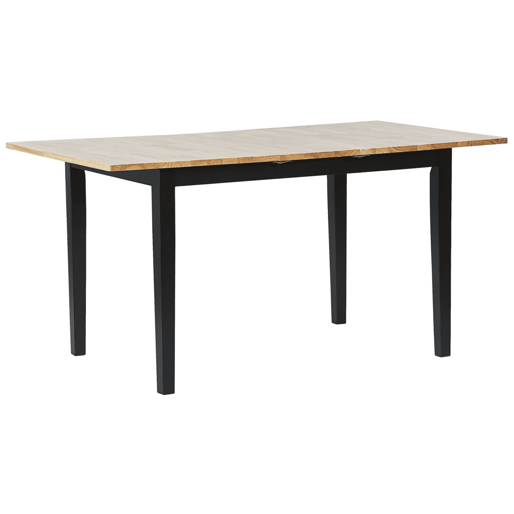Beliani Rozkladací jedálenský stôl 120/150 x 80 cm svetlé drevo s čiernou HOUSTON